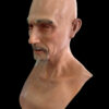 Left side profile of old man mask revealing fine detailing of ears and jawline