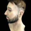 Right side view of immortal mask with lifelike beard and flexible silicone design