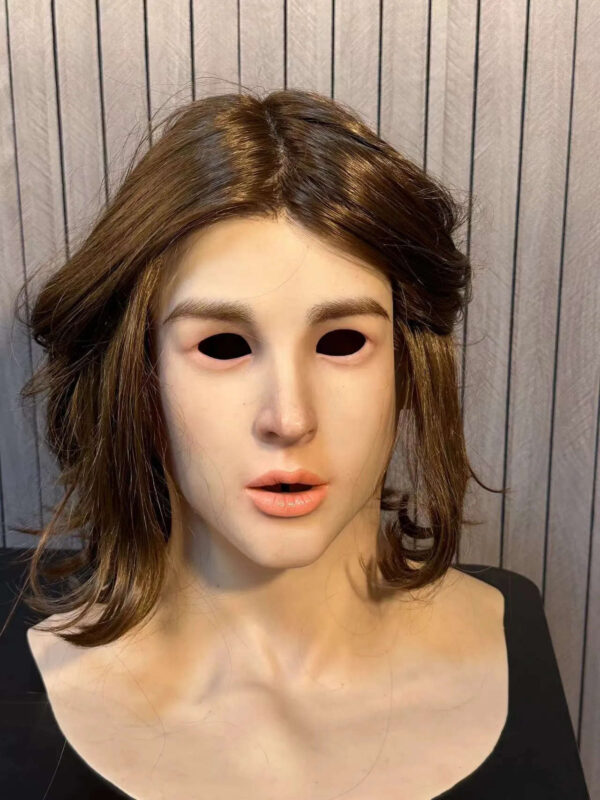 Realistic masks front view showing detailed facial features of a short-haired girl