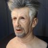 Left side profile of a realistic old man mask highlighting ear sculpting and facial contours