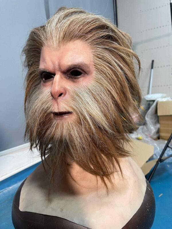Left side view of silicone mask displaying texture and contour