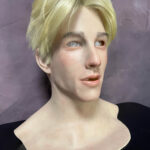 Realistic silicone mask realistic front view showing detailed facial features
