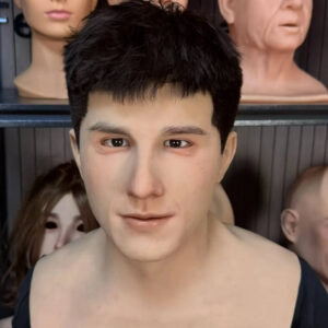 Silicone mask realistic front view showing detailed facial features