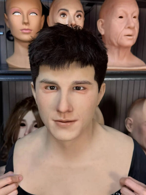 Silicone mask realistic front view showing detailed facial features