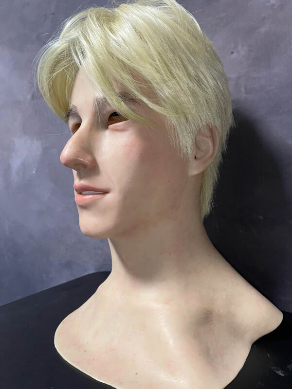 Silicone mask realistic left side profile with natural skin texture