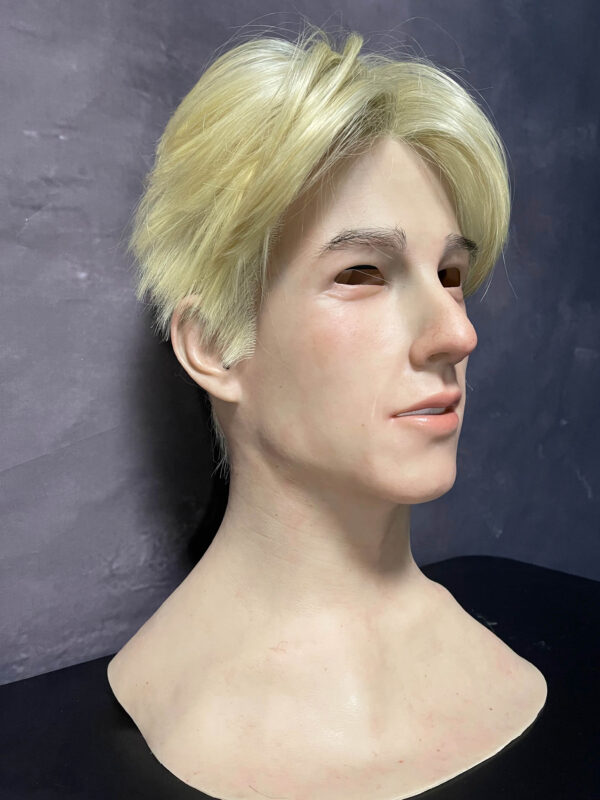 Silicone mask realistic right side profile showing lifelike facial features