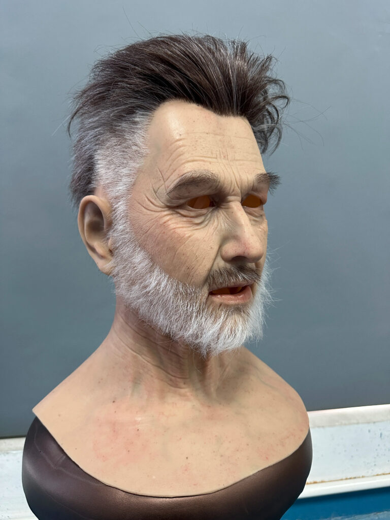 Custom masks right profile with flexible silicone and realistic finish