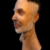 Realistic halloween masks left side profile of short-haired middle-aged man with white beard