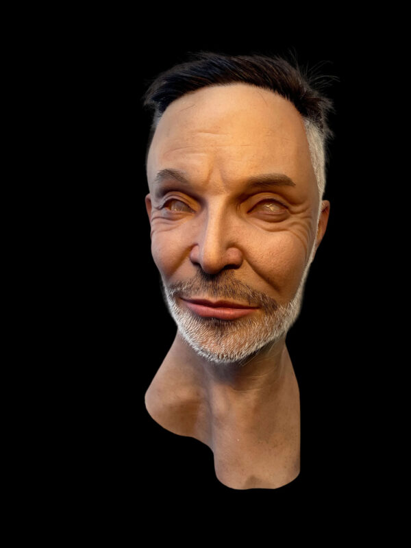Realistic halloween masks right side profile with white beard and short hair details