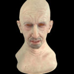 Realistic bald elderly man silicon mask front view
