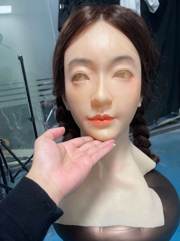Realistic silicone masks female front view showing lifelike facial features